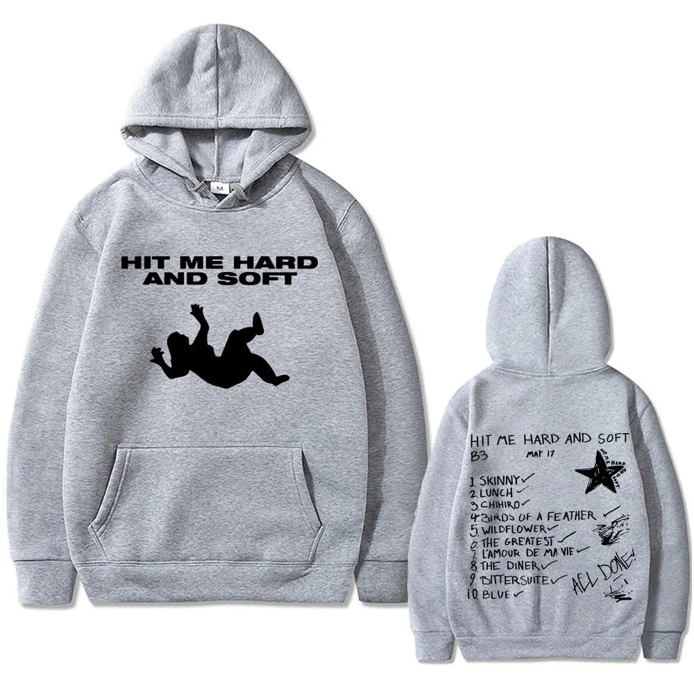 Hit Me Hard and Soft 2024 Tour Graphic Hoodie Male Vintage Oversized Harajuku Sweatshirt Men Women Fashion Casual Fleece Hoodies