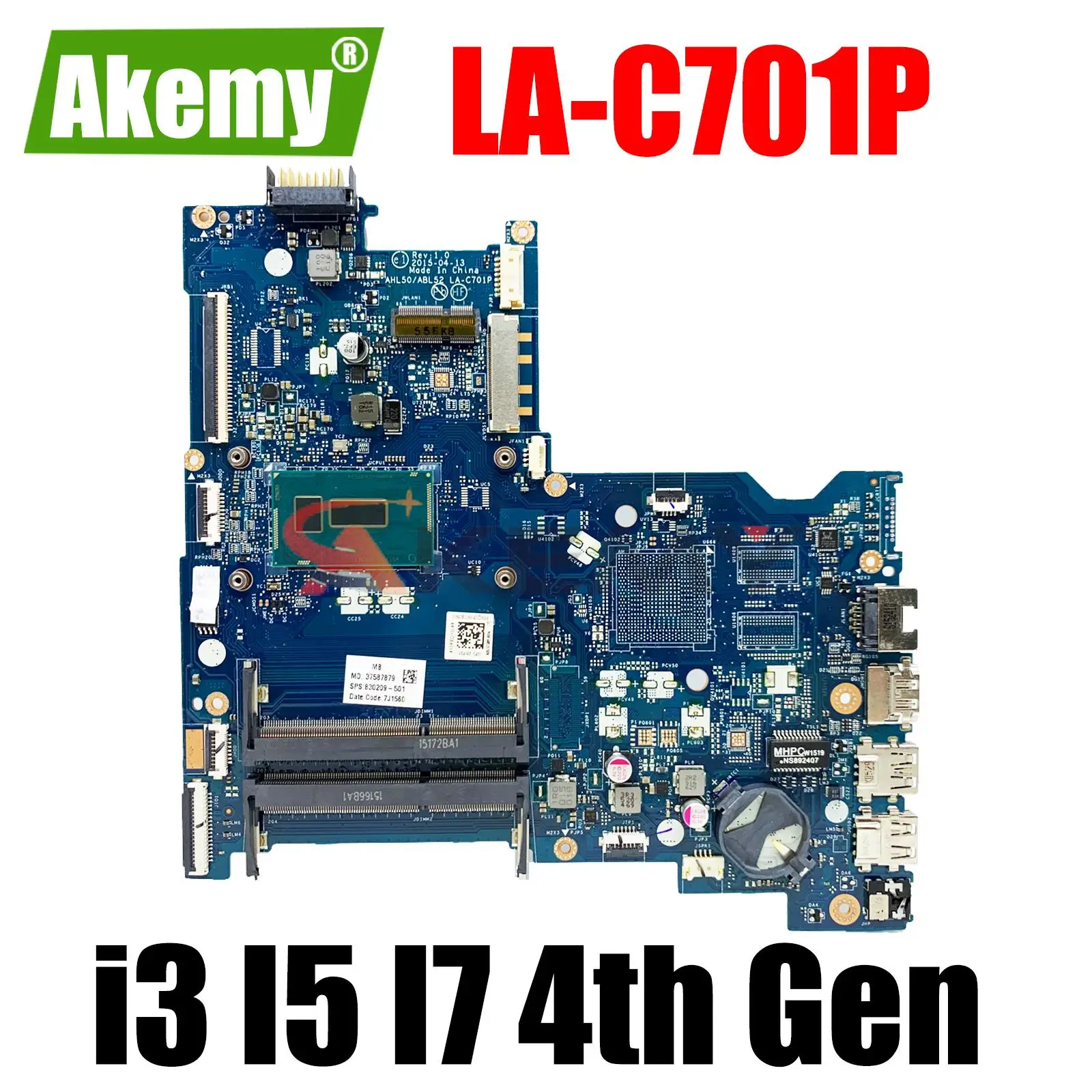 

For HP PAVILION 15-AC 15-AY 250 G4 Laptop Motherboard With 3825U I3 I5 I7 CPU Mainboard AHL50/ABL52 LA-C701P 100% testing ok