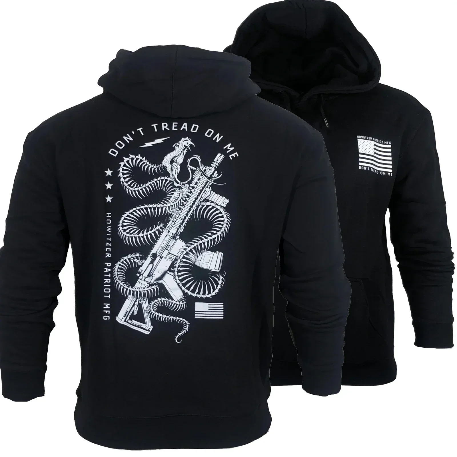 

Don't Tread on Me Skeleton Snake Coiled Rifle Patriotic Grunt Pullover Hoodie New 100% Cotton Casual Mens Sweatshirts Streetwear
