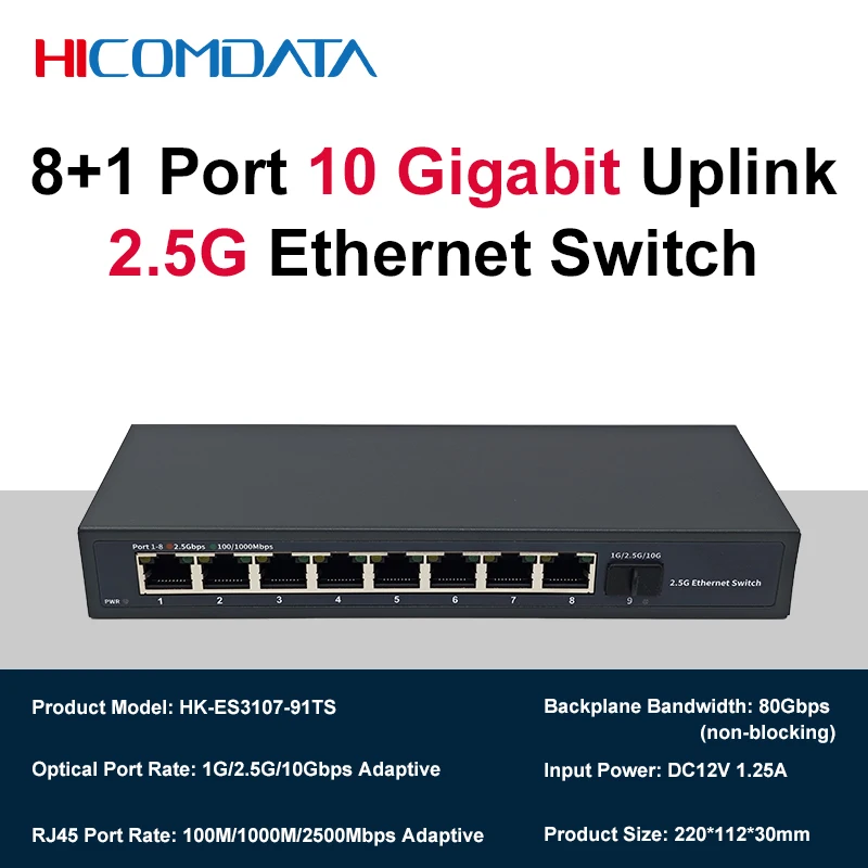 

HICOMDATA Switch Ethernet Network 10gb Uplink 2 5gb Internet 6 9 Ports 2.5g 10g Gigabit Switch