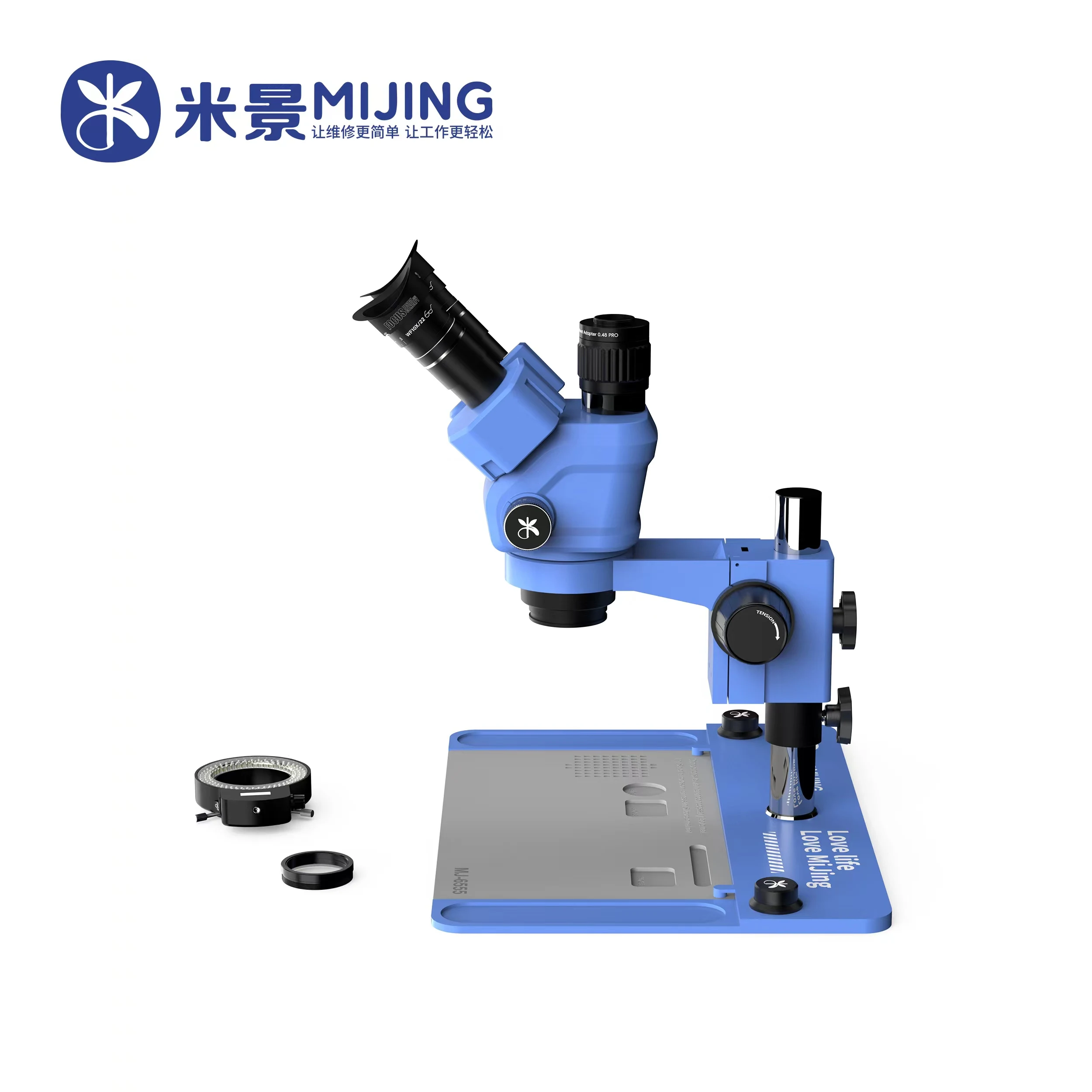 Mijing MJ-6555 삼안 현미경, 내열 패드 포함, 휴대폰 마더 보드 PCB 수리, HD 현미경 도구 세트