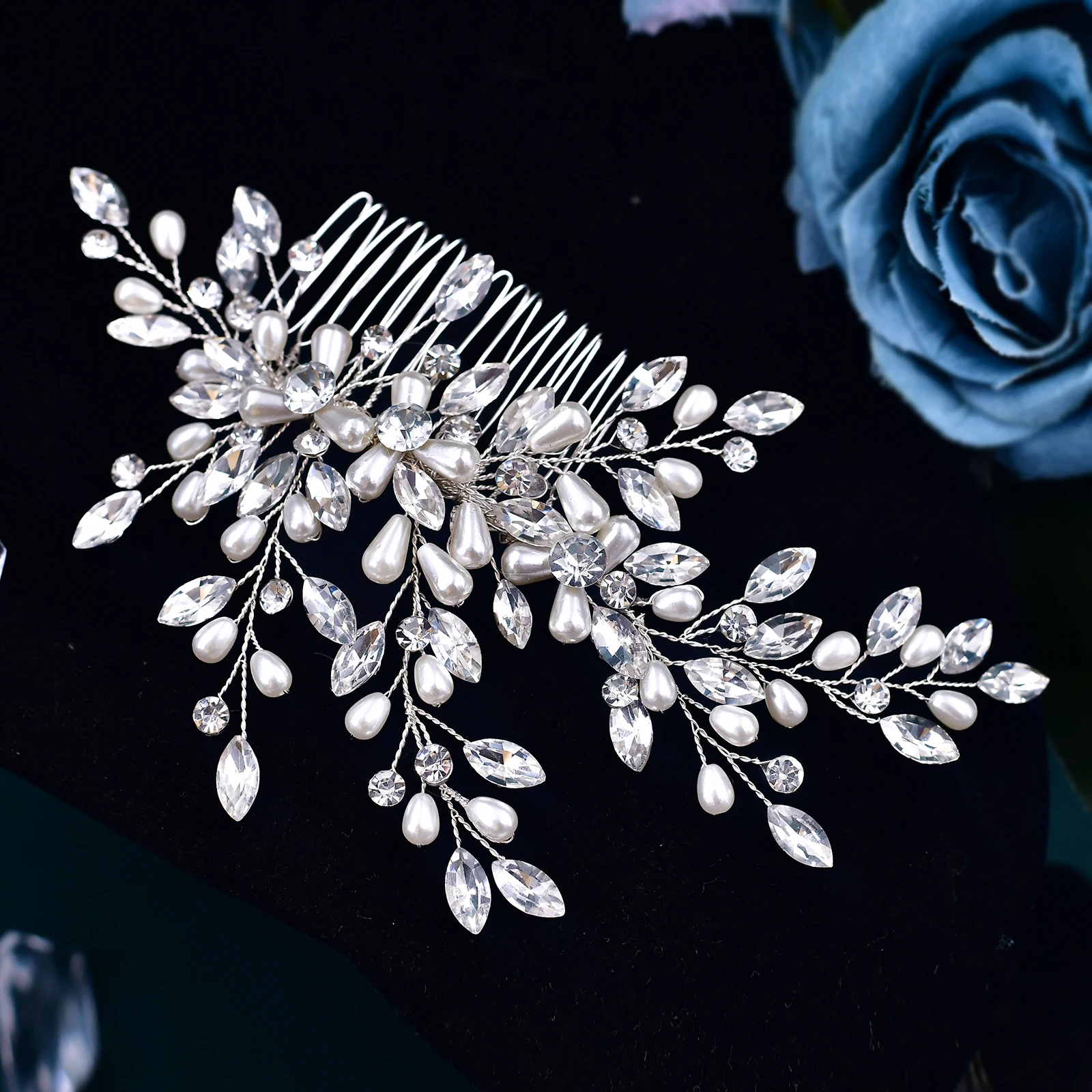Pearl Woman Hair Comb Bridal Hair Clip Rhinestones Wedding Accessories Crystal Bride Tiara Handmade Girl Headwear HP527