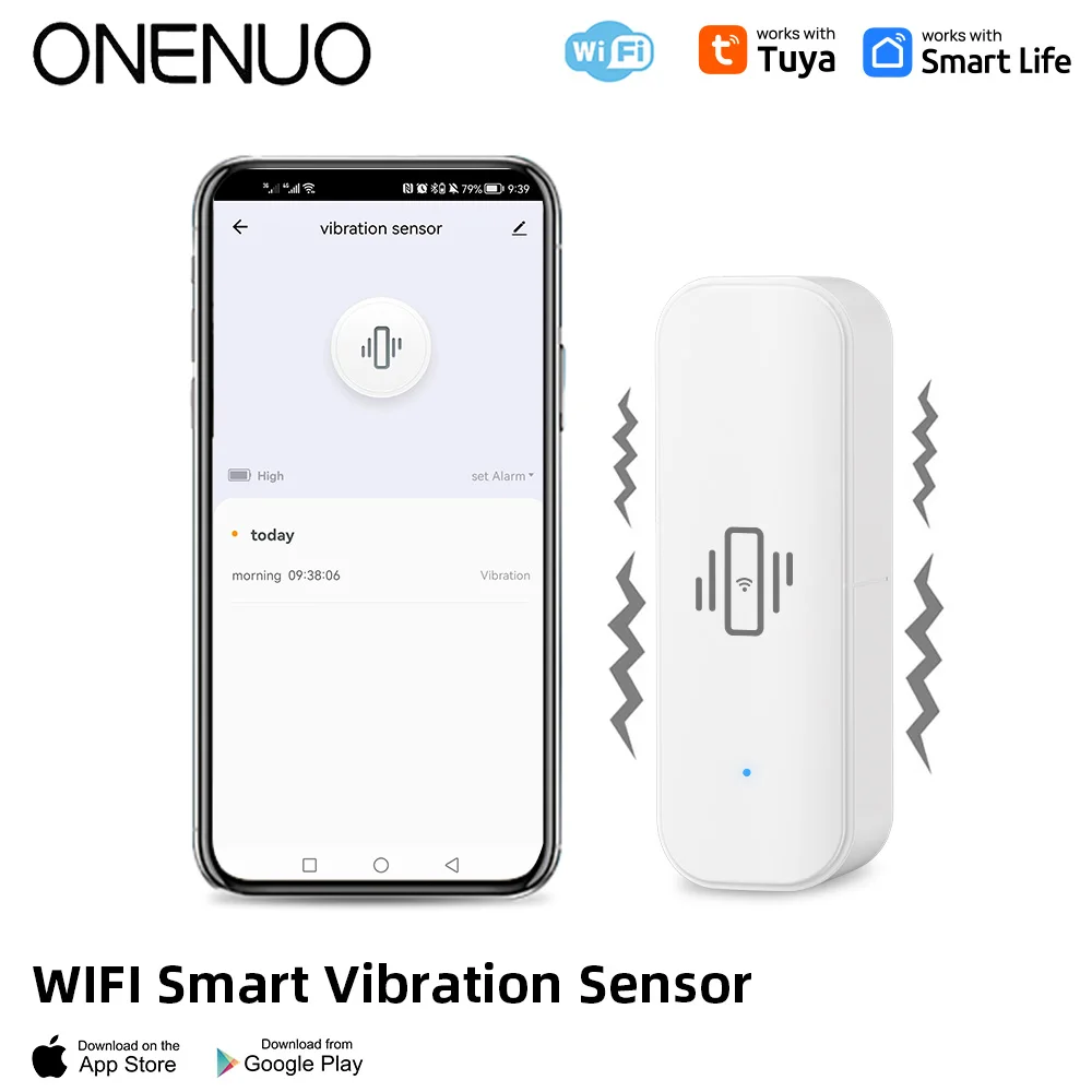 Tuya WiFi Smart Vibration Sensor Detection Tuya Smart Life APP Notification Real-Time Motion Shock Alarm History Record motion detector alarm