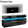 LED TV Stand for 80 Inch TV, Modern Tall Entertainment Center with Storage, High Gloss Gaming TV Media Console with Glass Shelf 5