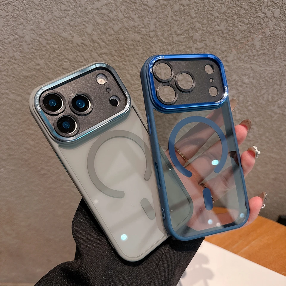 Luxury Clear Magnetic Phone Case with Magsafe Wireless Charging Protector Cover