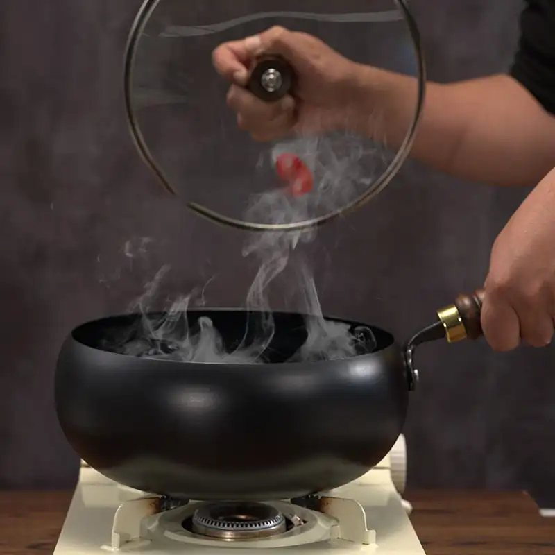 Cast Iron Skillet  Pot - Easy Cook Keep Warm Stir Fry Boil Simmer