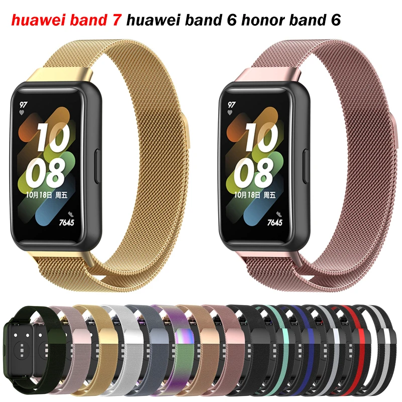 

Milan Magnetic Loop Watch Metal Strap for Huawei Honor Band 7 6 Smart Wristband Replacement Bracelet for Band 6 Pro Wrist Strap