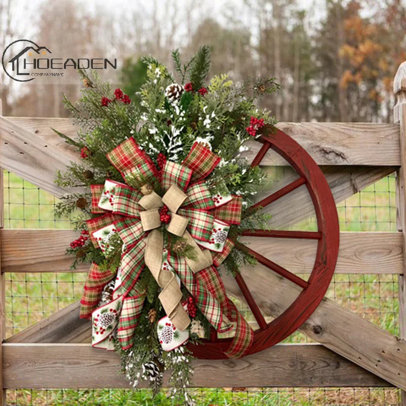 

Christmas Decoration Door Hanging Wooden Roulette Wheel Garland Christmas Pine Cone Garland Outdoor Home Decor
