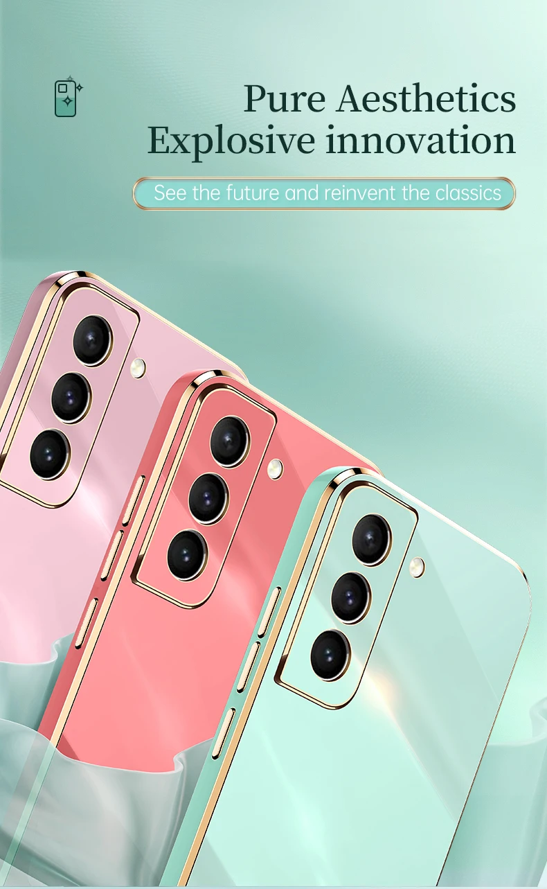 Bling Doux Antichoc Couverture Carré De Luxe Placage Téléphone Cas 3D Laser pour Samsung Galaxy S21 S22 Plus S20 FE Ultra S10 P_voghion.com