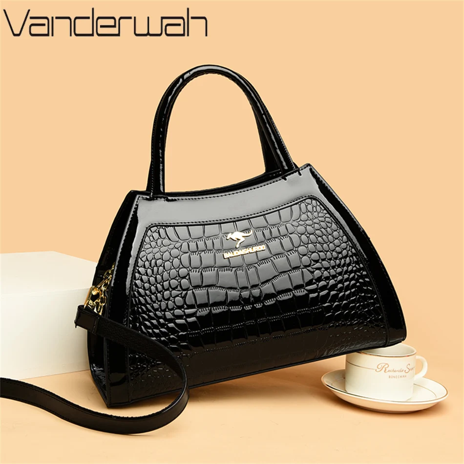 

Luxury Patent Leather Designer Handbags for Female 2022 Alligator Shoulder Crossbody Women Shopper Bags Brand Lady Messenger Sac
