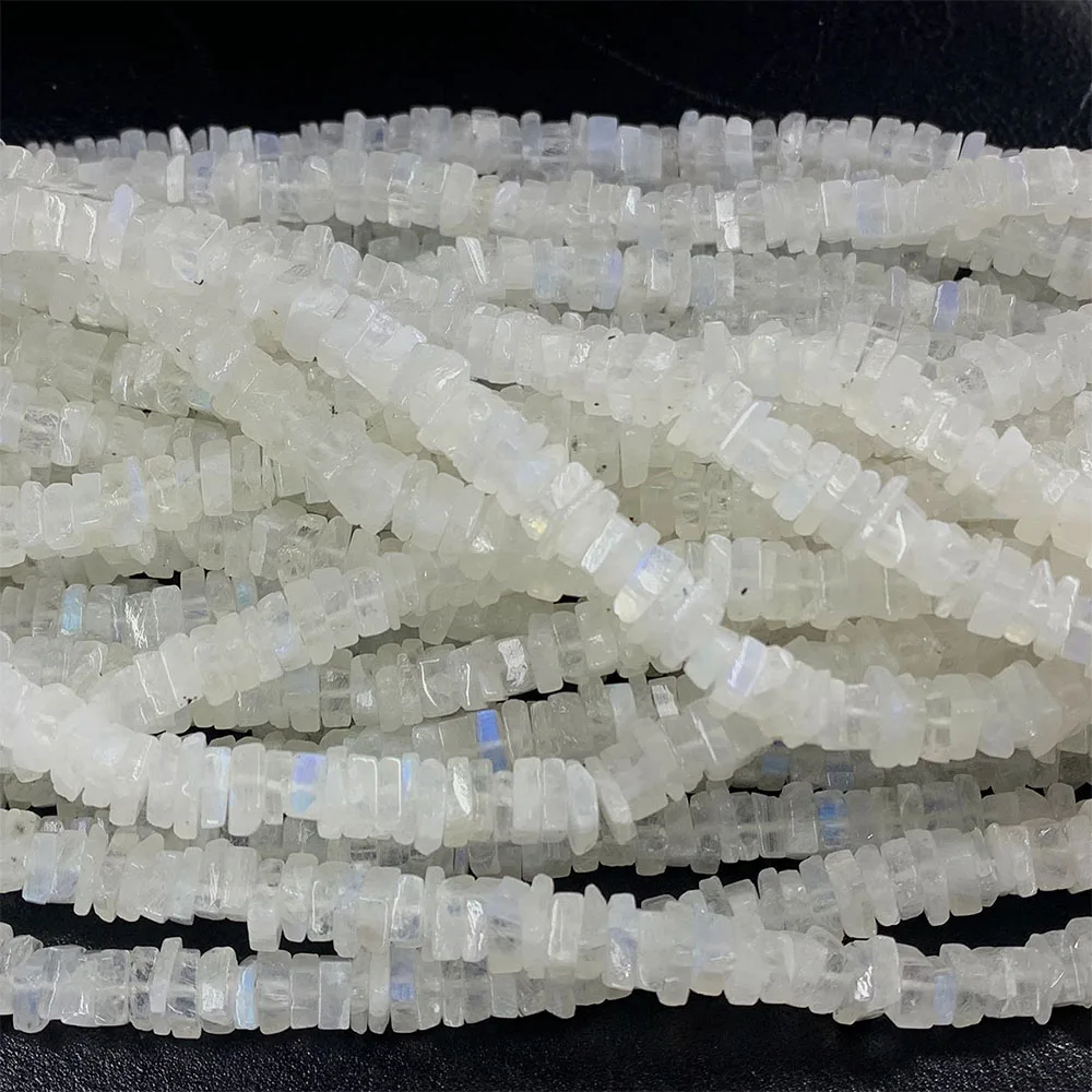 Veemake Natürliche blaue Mondsteinscheibe, unregelmäßige quadratische Chips, Halskette, Perlen für die Schmuckherstellung 08333