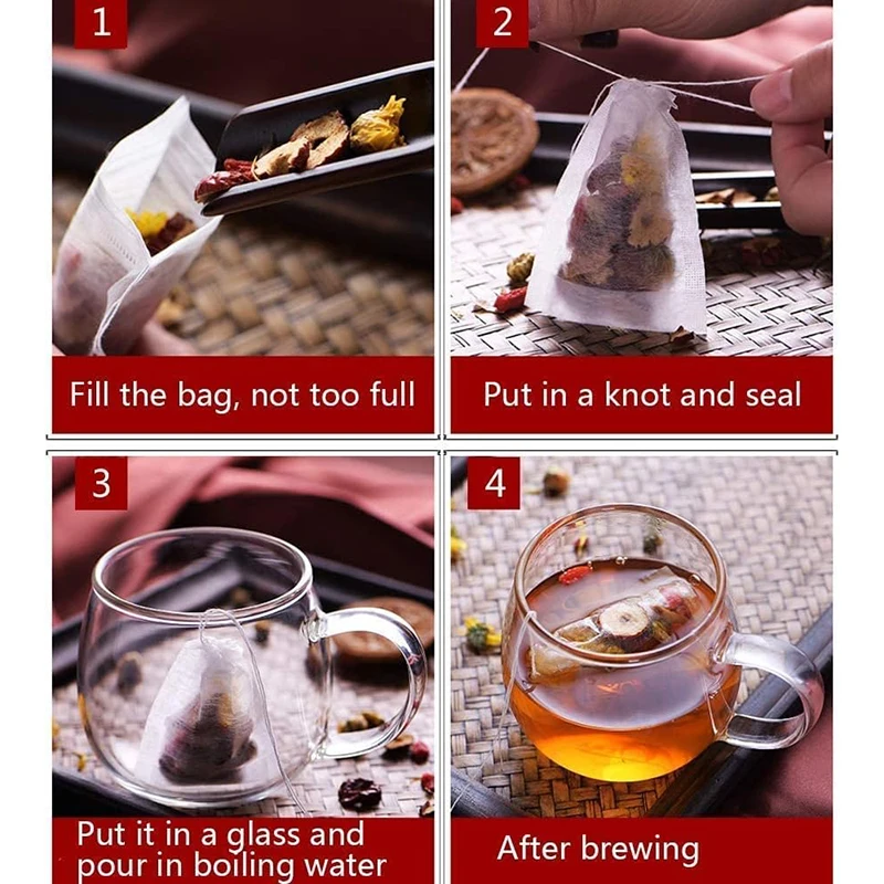 20/50/100pcs Disposable Teabags Non-woven Fabric Tea Filter Bags for Spice Tea With Draw String Filter Paper for Herb Loose