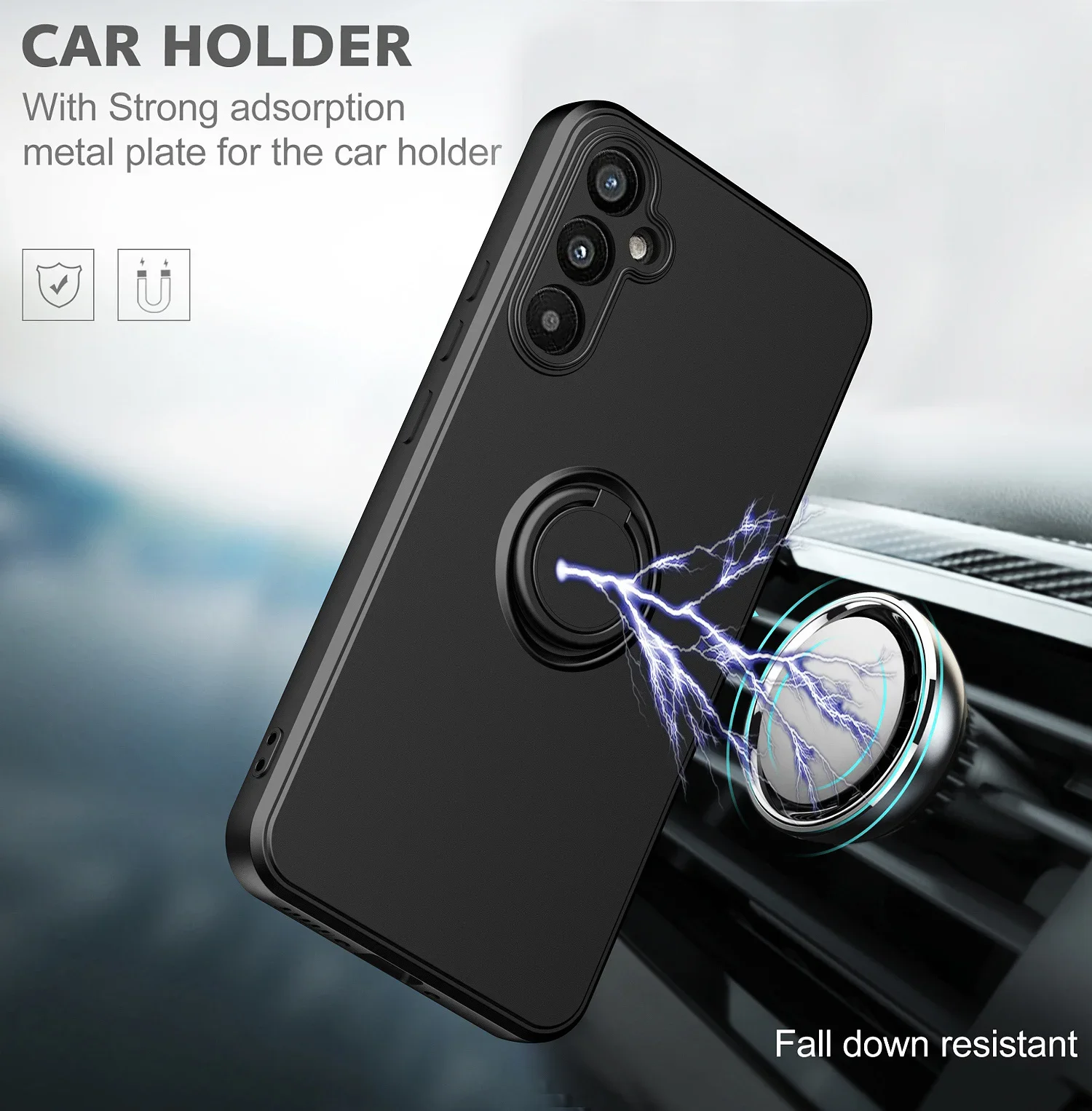 Magnetic Holder Ring Case - Liquid Silicone Phone Cover