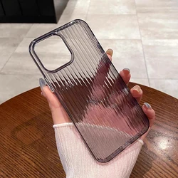 Luxury Corrugated Pattern Silicone Soft Case - Matte Clear Ultra Thin Non - Slip Shell - iPhone 12 Pro (Transparent black)