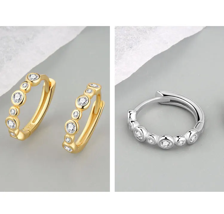 small trendy earrings LIVVY Silver Color Korean Stylish Round Zircon Link Hoop Earrings Women Simple Fashion High Quality Exquisite Jewelry trendy metal earrings