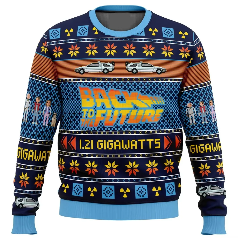 Suéter navideño feo de Regreso al futuro, sudadera con capucha de dibujos animados de Anime para mujer y hombre, nueva moda 2025 para parejas