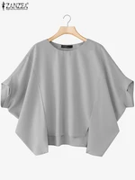 2025 Elegant Tunic Fashion Half Sleeve Women Tops ZANZEA Casual Loose Bat-wing Sleeve O Neck Blusas Solid Color Pullover - Image 4
