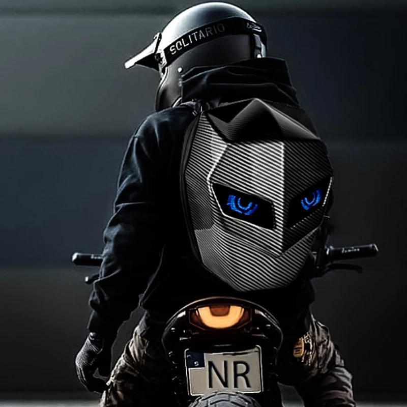 NR SPARK Motorcycle backpack with LED eyes men hard shell 