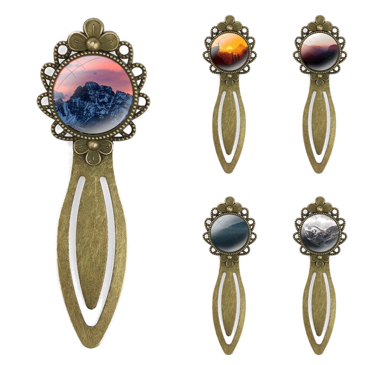 

Креативные металлические закладки, подарок для друзей, канцелярские принадлежности для школы и офиса, модный Креативный дизайн с изображением темного солнца и гор