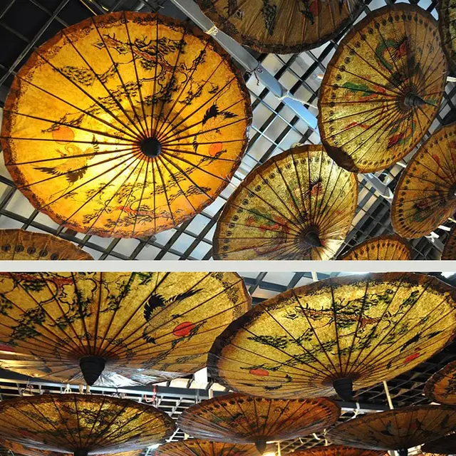 1Pc Klasszikus, Kézzel Festett Olajpapír Esernyő Dekoratív Olajozott Papír Kézművesség A Báráruházhoz Tearoom Decors Dragon Phoenix Minták - Image 3