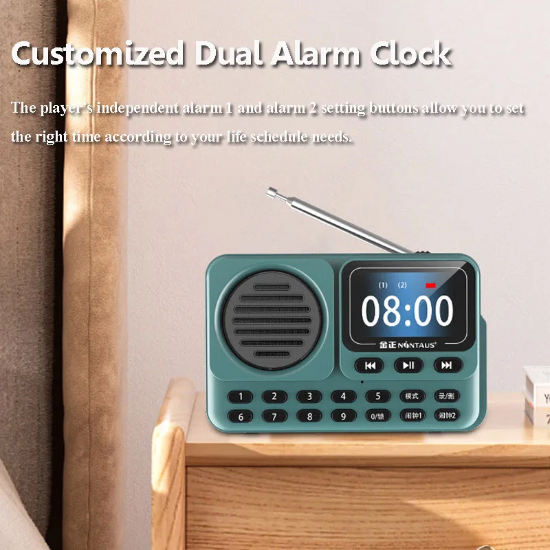 Portable Clock FM Radio HD LED Display High Sensitivity Radios Wireless Bluetooth Speaker Support Dual Alarm Clock HD Recording