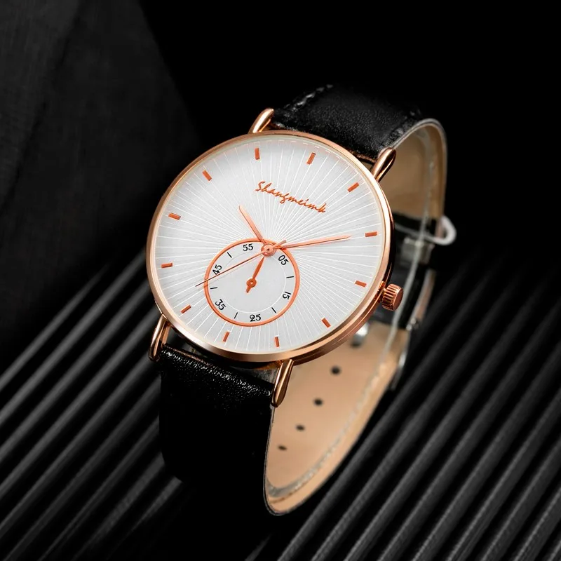 

Fashion Men's Watch Personality Creative Radial Stripe Round Dial Simple Leather Male's Wristwatch Quartz Analog WatchTeen Boys