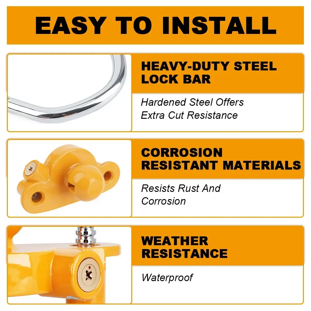Trailer Coupling Lock Heavy-Duty Anti-Theft Hook Lock Universal Trailer Ball Coupler Lock for Caravan RV
