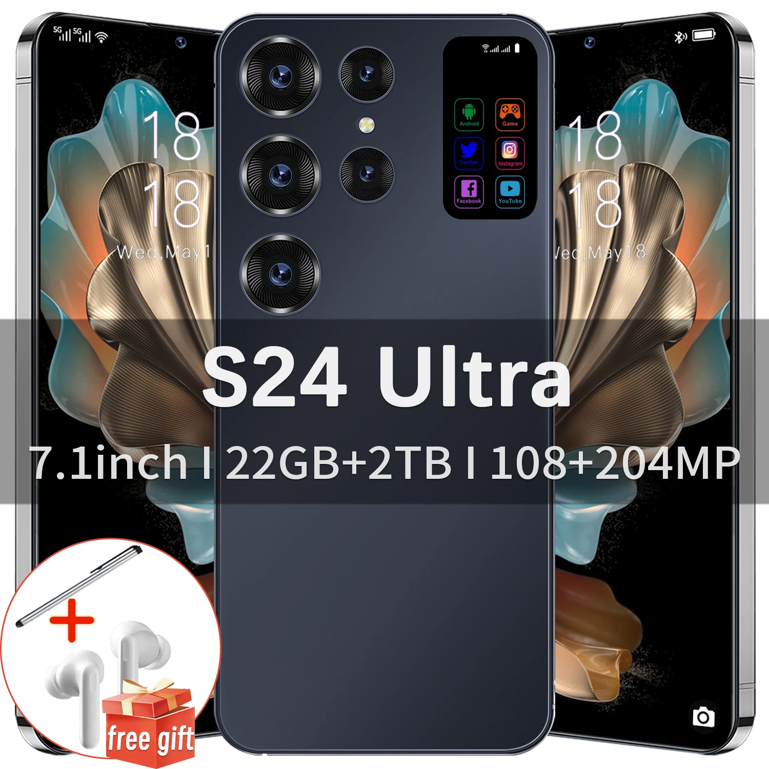 

S24 Ultra smart phone 7.1 inch Ultra-large capacity 22GB + 2TB 4G dual SIM card 5G mobile phone global edition