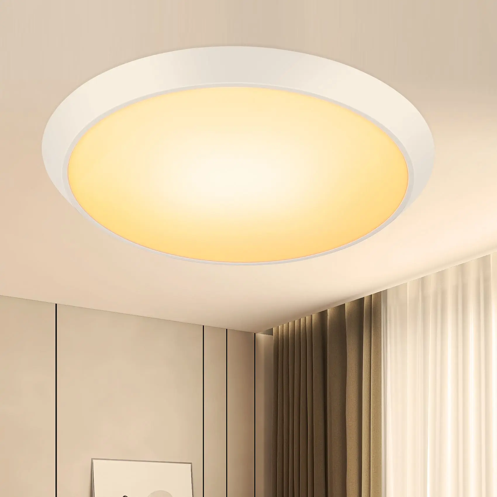 LED Round Ceiling Lamp Waterproof Ultra Thin Flush Mount Lighting Quick Installation Bedroom Light Fixture Simple Panel Lights