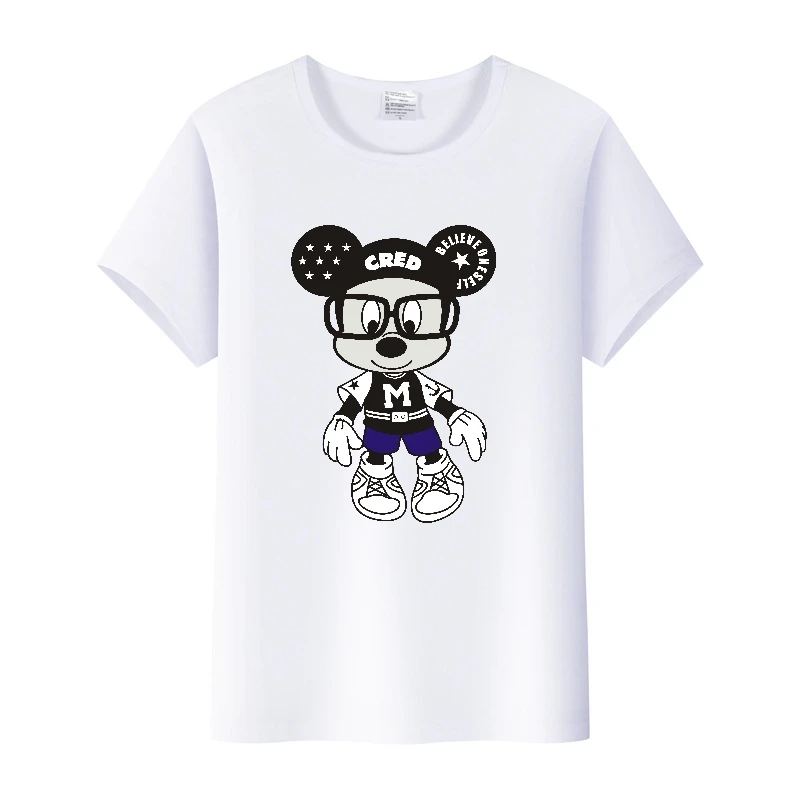 

Женская Винтажная футболка с круглым вырезом и принтом Микки Мауса