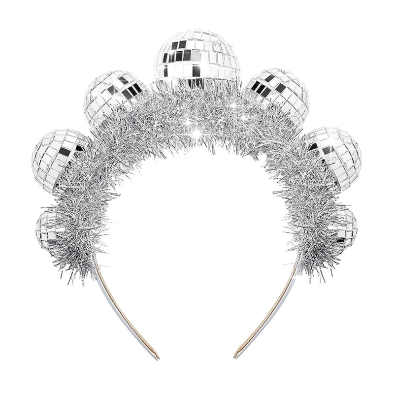 

Mirror Ball Party Headband Novelty Funk Hairhoop Sequins Headdress for Women Girls Music Festival Head Accessories