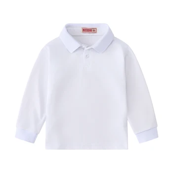 Autunno nuovi bambini carino risvolto manica lunga POLO t-shirt manica lunga tinta unita Joker camicia casual fresca 1