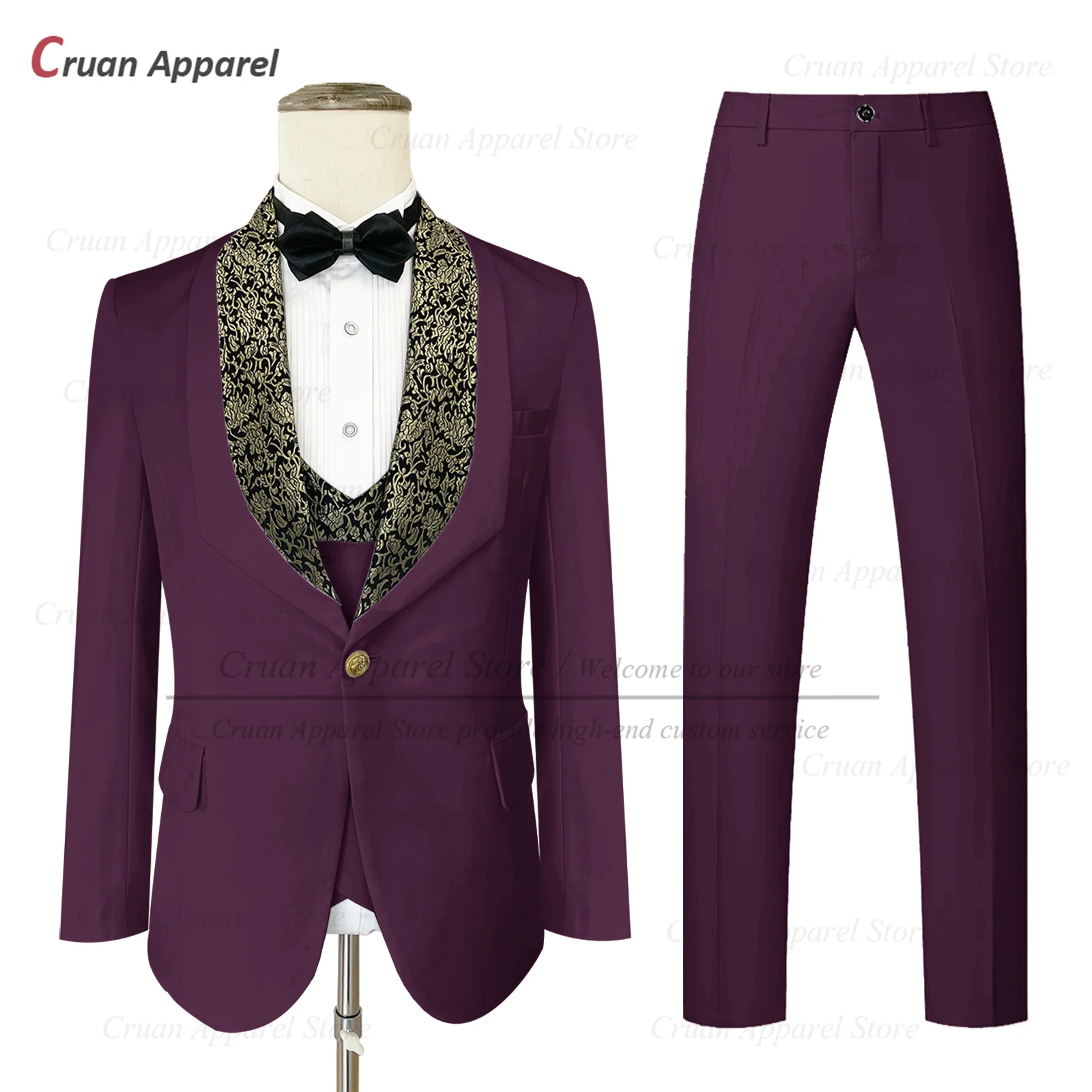 Formal Men Suit Sets Wedding Party Groomsman Tailor-made Elegant Blazer Vest Pants 3 Pieces Fashion Banquet Male Classic Outfits