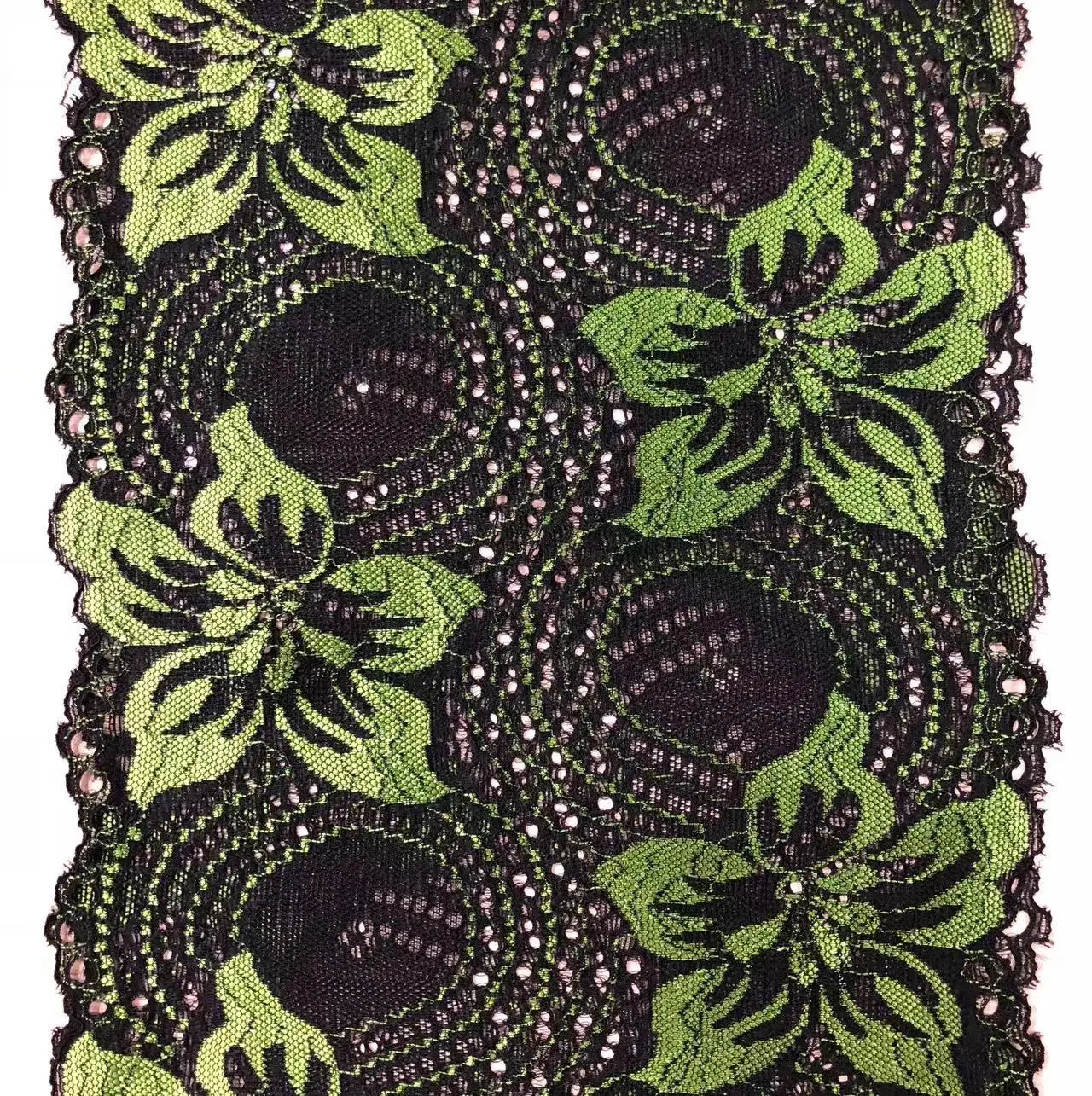 3y/lot Width 18cm 11 Colors 2-Tone Green Red Elastic Stretch Lace Trim 5