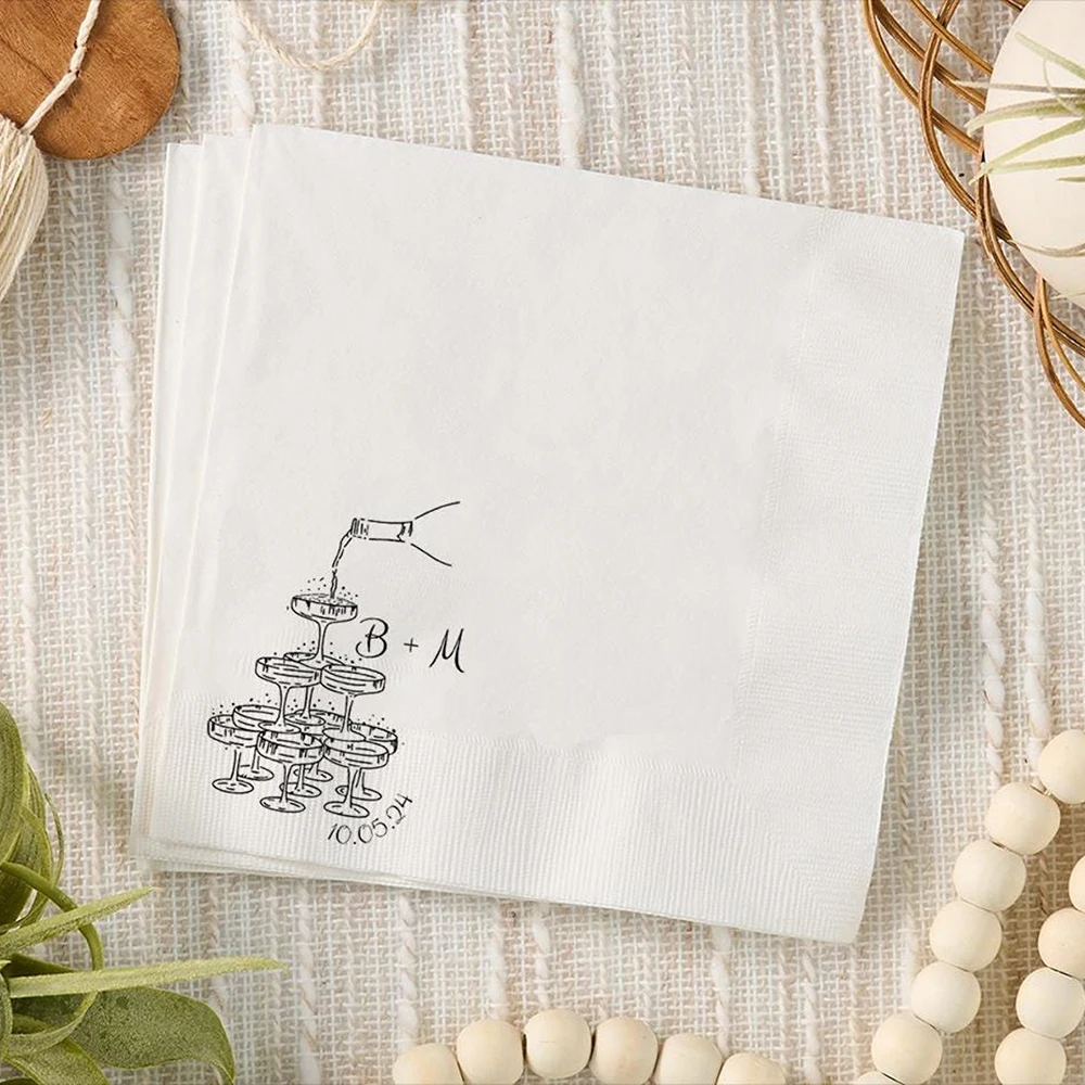 Wedding Napkins Disposable Napkins Printed Design Monogram Cocktail Dinner