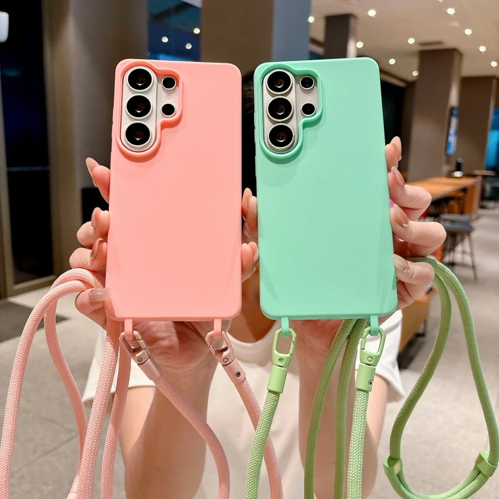 Universal Crossbody Lanyard Silicone Soft Case with Necklace Shoulder Strap - Shockproof Cover