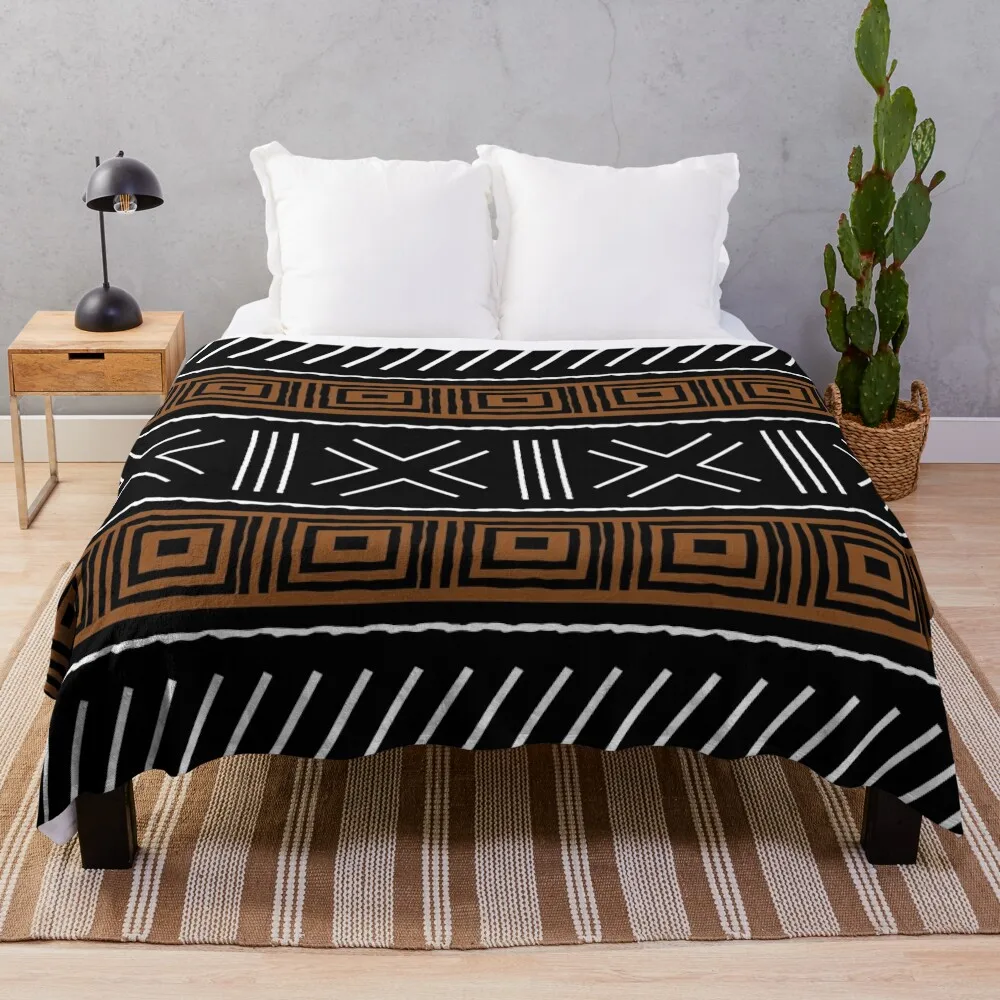 

African Bogolan Mud Cloth Design Throw Blanket