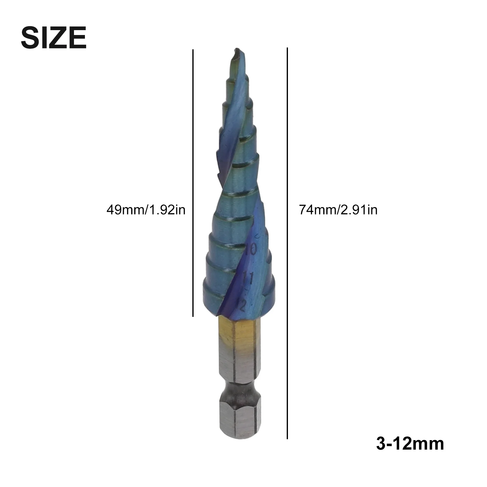 

Nano Blue M35 Coated Step Drill Bit 1/4in Hex Shank 3-12 4-12 4-20 Series Drilling Tools For Metal Wood Hole Cutter Step Drill