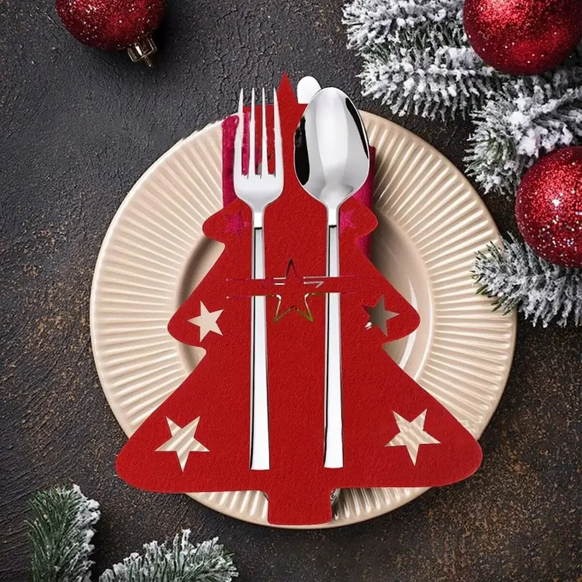 5/10pcs Tableware Bag Christmas Knife Rack