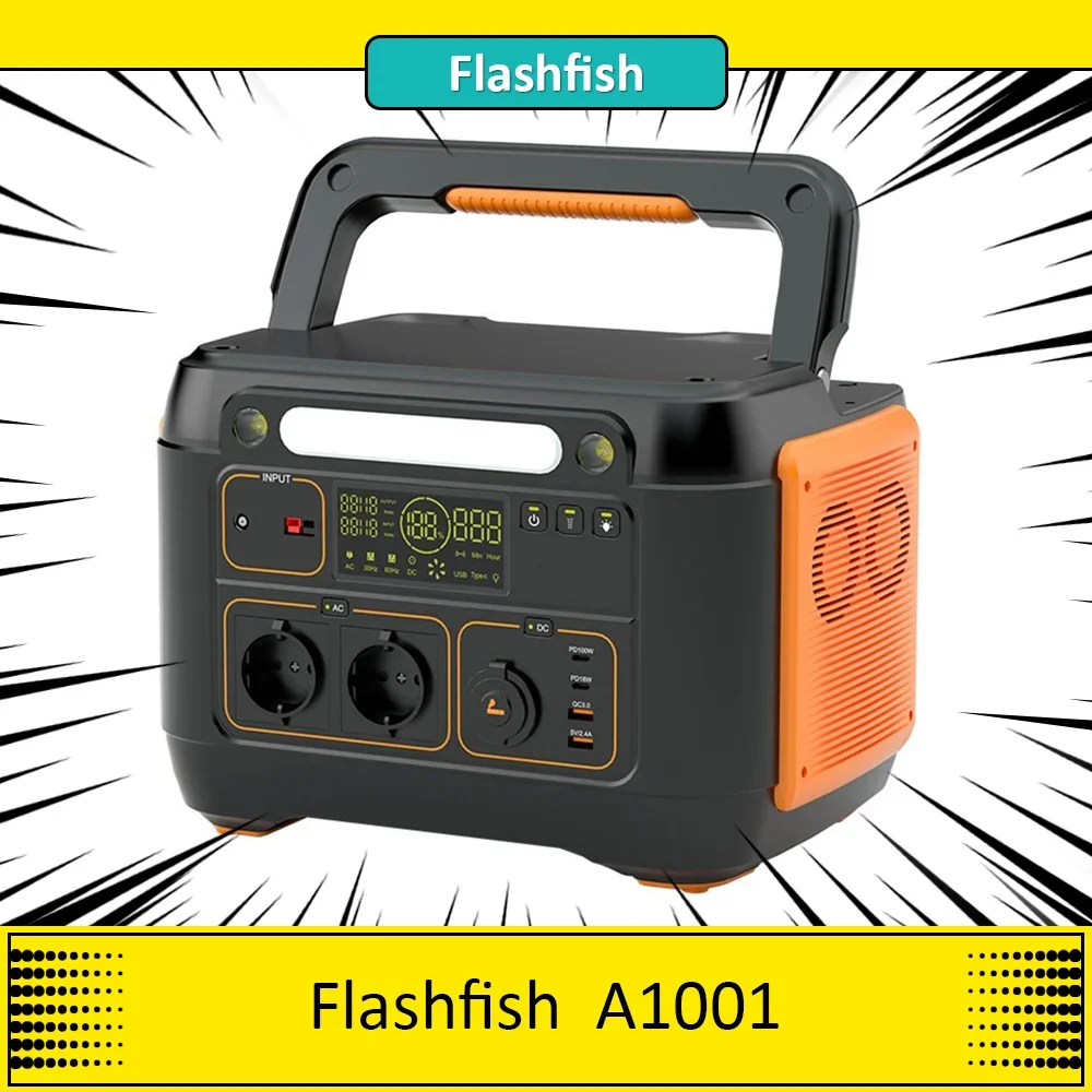 Flashfish A1001 Centrale Elettrica Portatile Da 1000W, Generatore Solare Da 1030Wh/278400Mah, Porte Ac A Onda Sinusoidale Pura, 7 Uscite