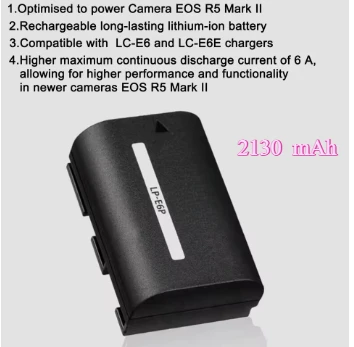 New Camera Battery LP-E6P 2130mAh Fully Decoded High-capacity Lithium Battery Suitable for R5 R6 R7 and Other DSLR Cameras E6P 6