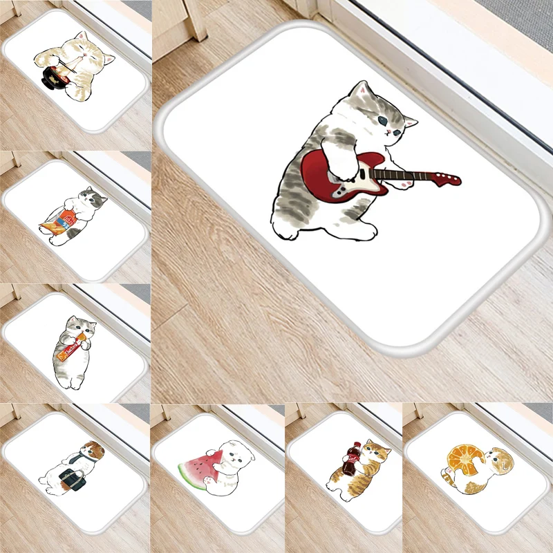 

40x60cm Lovely Cat Design Floor Mat Entrance Doormat Floor Rug Anti-slip Door Mat Bathroom Kitchen Mat Kitchen Carpet Home Decor