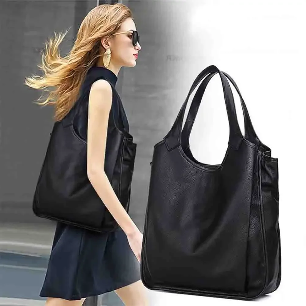 

Minimalism Luxury High Daily Women Leather Bag Style Motingsome 2023 Grade New Tote Cowhide Genuine Shopper Large Handbag Ladies