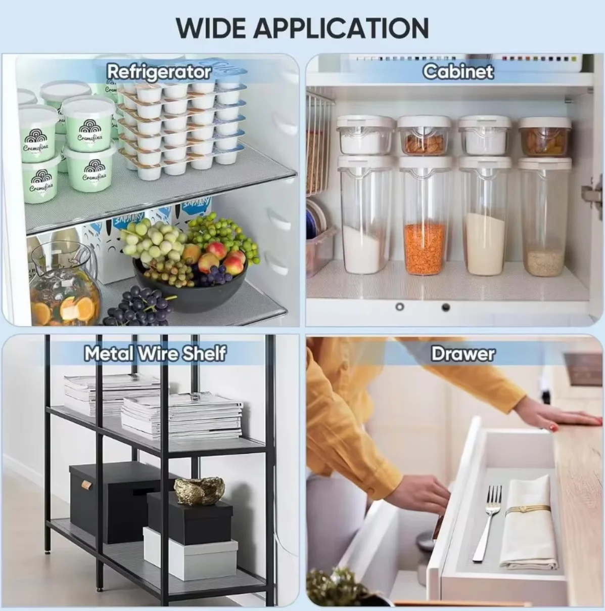 Drawer Liners 30/45/50/60cm Non Slip Waterproof Oil-proof Non-Adhesive Shelf Cover Liners Placemat Table Pad Cabinet