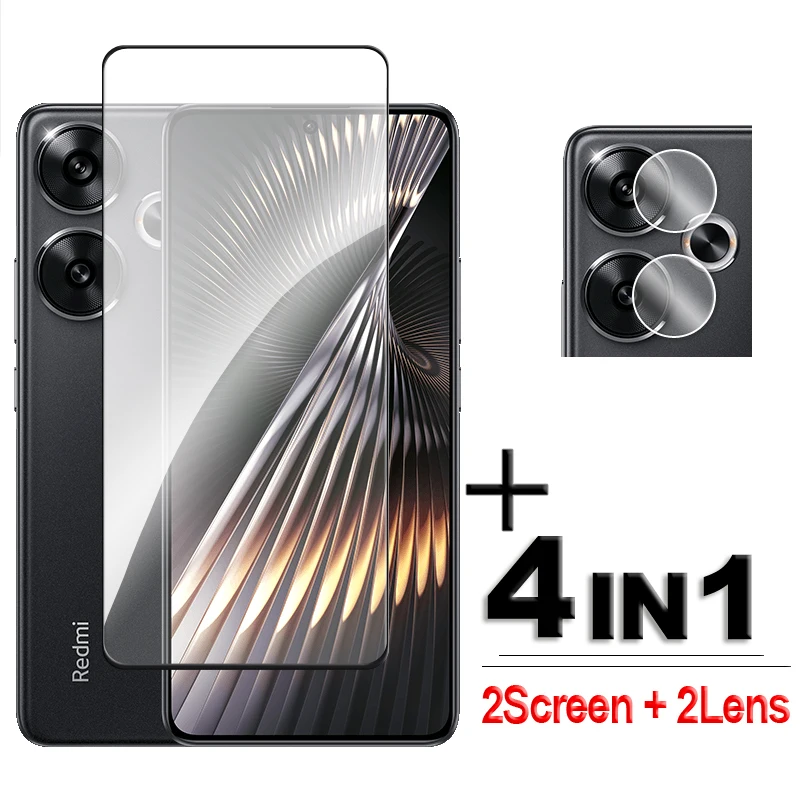 

4in1 For Redmi Turbo 3 Glass For Redmi Turbo 3 Tempered Glass 6.67 inch 2.5D Full Cover Screen Protector For Redmi Turbo 3 Film