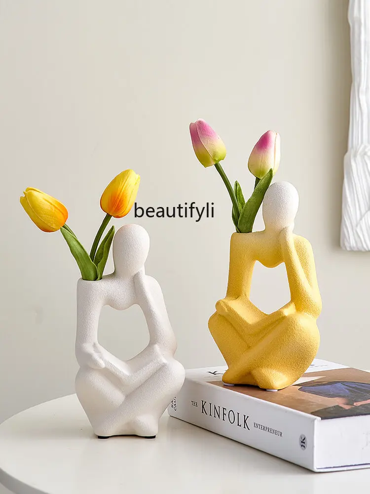 

zqNordic Creative Vase Decoration Living Room Flower Arrangement Abstract Art Flower Home Decoration