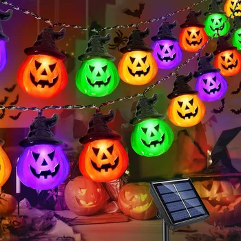 Luci solari di Halloween aggiornate Luci da esterno a forma di zucca Luci di Halloween impermeabili per il paesaggio del patio del giardino multicolore 1