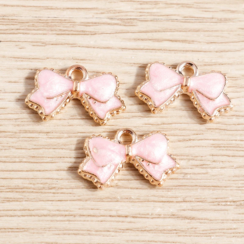 10 Stück 16 x 10 mm niedliche Emaille-Bogenknoten-Charms-Anhänger für Schmuckherstellung, Tropfen-Ohrringe, Halsketten, Armbänder, DIY-Bastelzubehör – Detail 4
