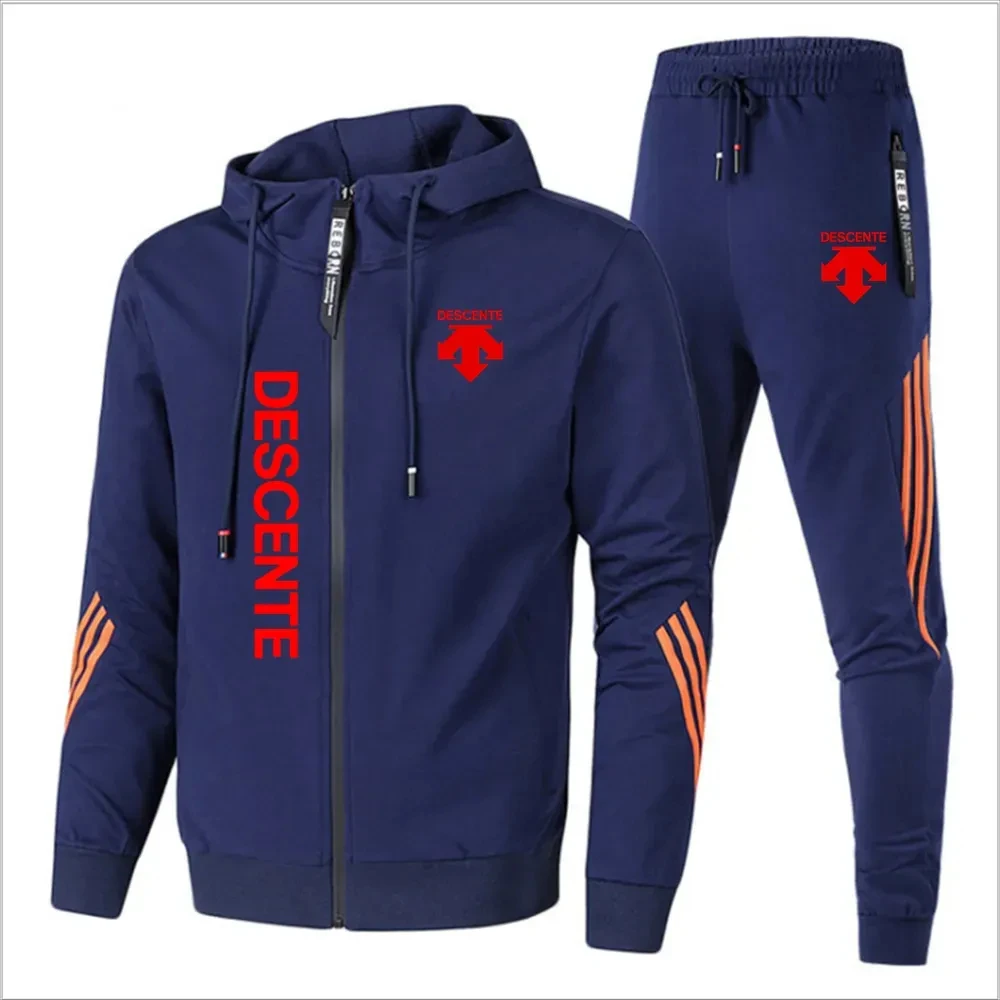 

2023 Spring and Autumn Fashion Zipper Hooded Casual Sportswear Men's Set+Pants Men's Two Piece Set