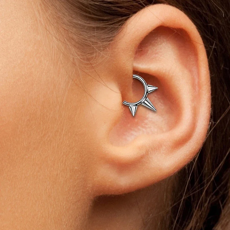 Nose Rings Piercing Jewelry Body Piercing Earrings Ear Piercing Jewelry Metal Jewelry Hoop Earrings Body Piercing Jewelry Body Jewelry G23 Titanium Spikes Nose Ring Hoop Septum Piercing Clicker Segment Hinged Nostril Tragus Cartilage Earring Daith Helix Jewelry